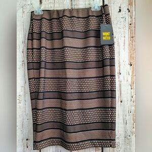 Want & Need Women's Medium Black Mesh Stretch Pencil Straight‎ Skirt NEW NWT